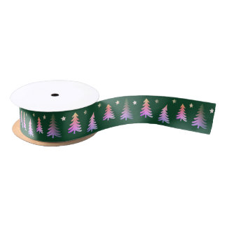Schattigee moderne winterroze kerstbomen lint
