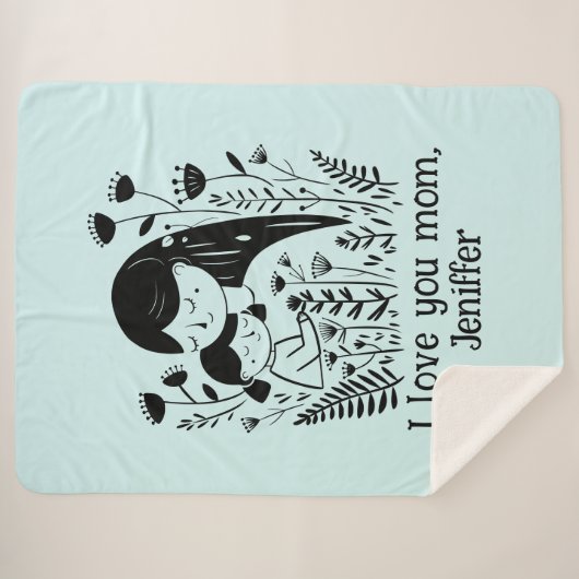 Schattigee moeder & dochter knuffelen Moederdag bl Sherpa Deken (Voorkant (horizontaal))