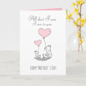 Schattigee Moeder en Baby Fox Quote Moederdag Kaart (Gele Bloem)