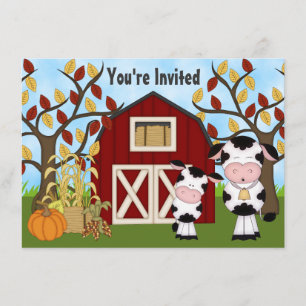 Schattigee moeder en Baby Koe Herfst Baby shower U Kaart