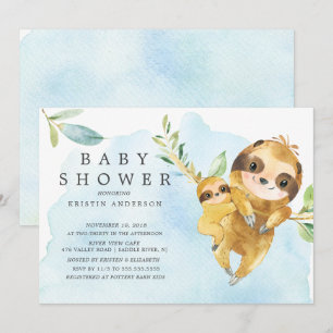 Schattigee Moeder met Baby Sloth Baby shower Kaart