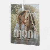 Schattigee Moeder Overlay Typografie Foto Glas Ornament (Voorkant links)