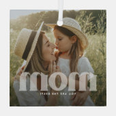 Schattigee Moeder Overlay Typografie Foto Glas Ornament (Achterkant)