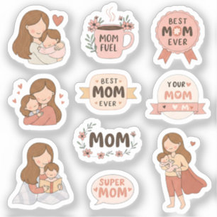 Schattigee Moederdag-Stickers Beste moeder ooit Sticker