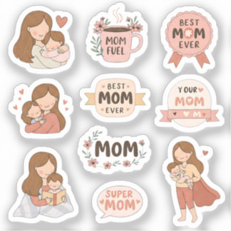 Schattigee Moederdag-Stickers | Beste moeder ooit  Sticker