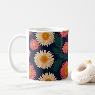 Schattigee Mok met Daisy Pattern op een diepblauw