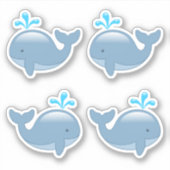 Schattigee mollige Cartoon walvis, Set van 4 Sticker (Voorkant)