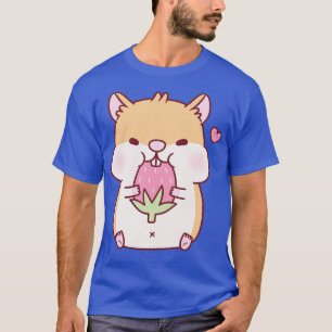 Schattigee mollige hamster munching op aardbei t-shirt