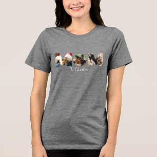 Schattigee MOM Fotocollage, Huisdier Hond, geperso Tri-Blend Shirt