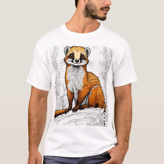 Schattigee Mongoose Illustratie: Cartoon Sticker S T-shirt (Voorkant)