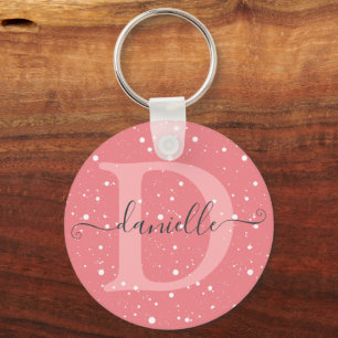 Schattigee monogram gestippelde patroonnaam handte sleutelhanger
