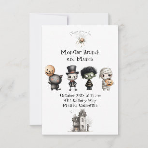 Schattigee Monster Brunch & Munch Party Uitnodigin Kaart