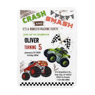 Schattigee Monster Truck Kids Verjaardag Flexibele Magneet