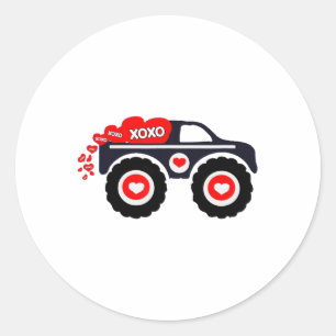 Schattigee Monster Truck Valentijnsdag Xoxo Heart  Ronde Sticker