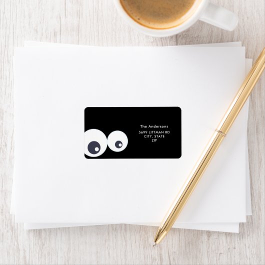 Schattigee Monsters Oogbollen Zwart & Wit Hallowee Etiket (Insitu)