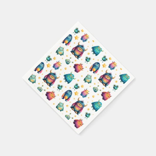 Schattigee Monsters Patroon Kinderen Verjaardagsfe Servet (Hoek)