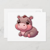 Schattigee Moo Deng Baby Hippo Kaart (Voorkant / Achterkant)