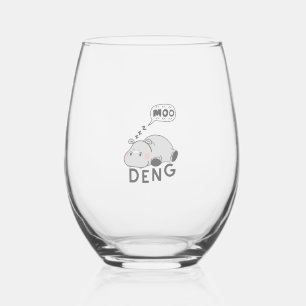 Schattigee Moo Deng Baby Nope Grappig T-shirt met Wijnglas Zonder Voet