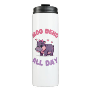 Schattigee MOO DENG DE HELE DAG Gamer Girl Dierenv Thermosbeker