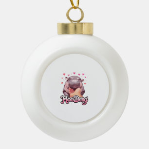 Schattigee Moo Deng Hippo Girlie Hearts voor meisj Keramische Bal Ornament