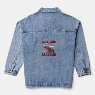 Schattigee MOO DENG OMA Baby Hippo Granny Teacher  Denim Jacket