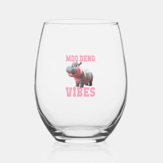 Schattigee MOO DENG VIBES Only Baby Hippo Kinderga Wijnglas Zonder Voet