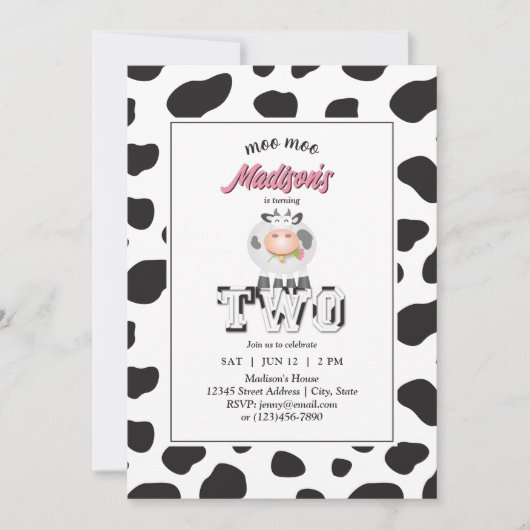 Schattigee Moo Moo Ik ben Twee Koeien Print Boerde Kaart (Voorkant)