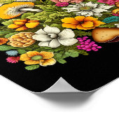 Schattigee mooie bloemen en paddenstoelen poster (Hoek)