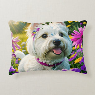 Schattigee mooie Westie Terrier Puppy Dog Two Accent Kussen