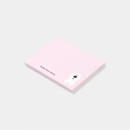 Schattigee Mooie Witte Hond Puppy Huisdier Kawaii Post-it® Notes (Schuin)