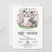 Schattigee Mooie Wolf Baby shower Digitaal Kaart (Voorkant)