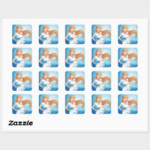 Schattigee mooie zwangere vrouw Baby shower Vierkante Sticker (Vel)