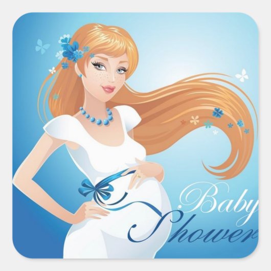 Schattigee mooie zwangere vrouw Baby shower Vierkante Sticker (Voorkant)