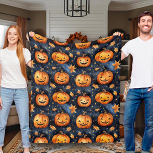 Schattigee Moonlit Jack-O-Lantern Pompoenen Hallow Fleece Deken