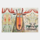 Schattigee Moose Christmas Typografie Modern Fun 3 Inpakpapier Vel (Voorkant 3)