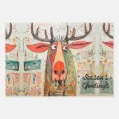 Schattigee Moose Christmas Typografie Modern Fun 3 Inpakpapier Vel (Voorkant 2)