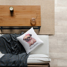 Schattigee Mopshond met Roze Boog Gepersonaliseerd