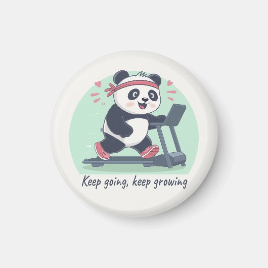 Schattigee Motivatie Panda op loopband Magneet (Voorkant)