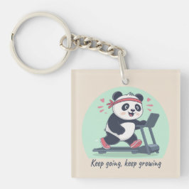 Schattigee Motivatie Panda op loopband Sleutelhanger