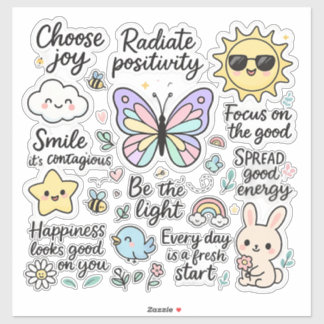 Schattigee Motivatie quotes en vrolijke personages Sticker