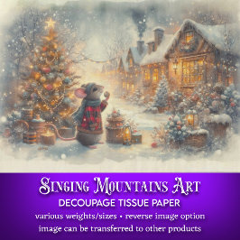 Schattigee Mouse in Vintage Christmas Village Deco Tissuepapier