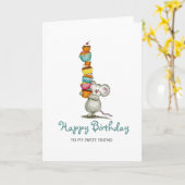 Schattigee Mouse Verjaardagskaarten met cupcakes v Kaart (Gele Bloem)