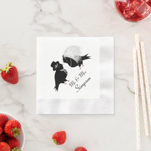 Schattigee Mr en Mr Tortelduifjes bruid en bruideg Servet (Insitu)