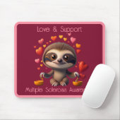 Schattigee MS Baby Sloth omringd door ♥️s Muismat (Met muis)