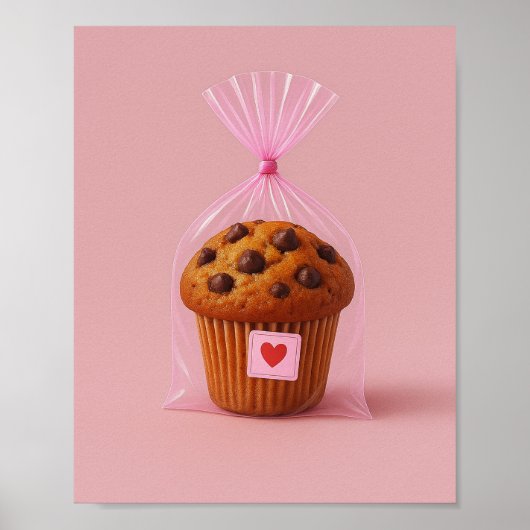 Schattigee Muffin Art Print, Gezellige Keuken Bakk Poster (Voorkant)