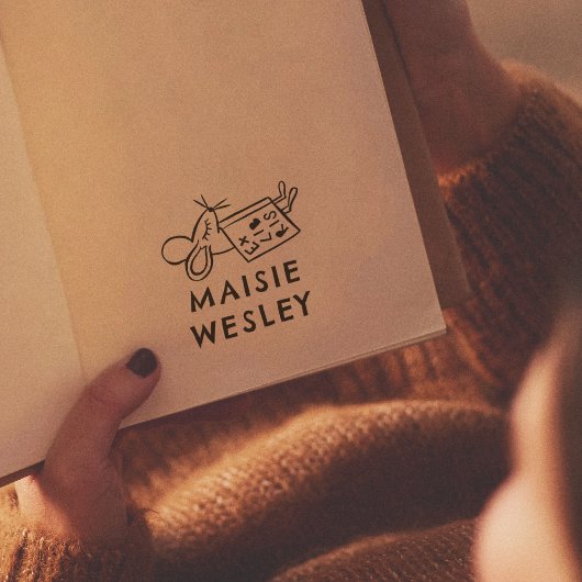 Schattigee Muis Hand getrokken Gepersonaliseerde N Zelfinktende Stempel