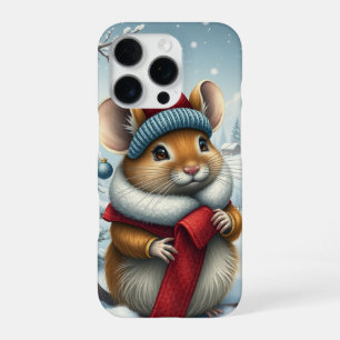 Schattigee Muis in Preppy Winter Kleding en Pet iPhone 16 Pro Hoesje