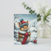 Schattigee Muis in Preppy Winter Kleding en Pet Wi Feestdagenkaart (Staand voorkant)