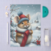 Schattigee Muis in Preppy Winter Kleding en Pet Wi Tissuepapier (Craft)