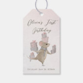 Schattigee muis met kerstcadeautjes cadeaulabel (Voorkant)